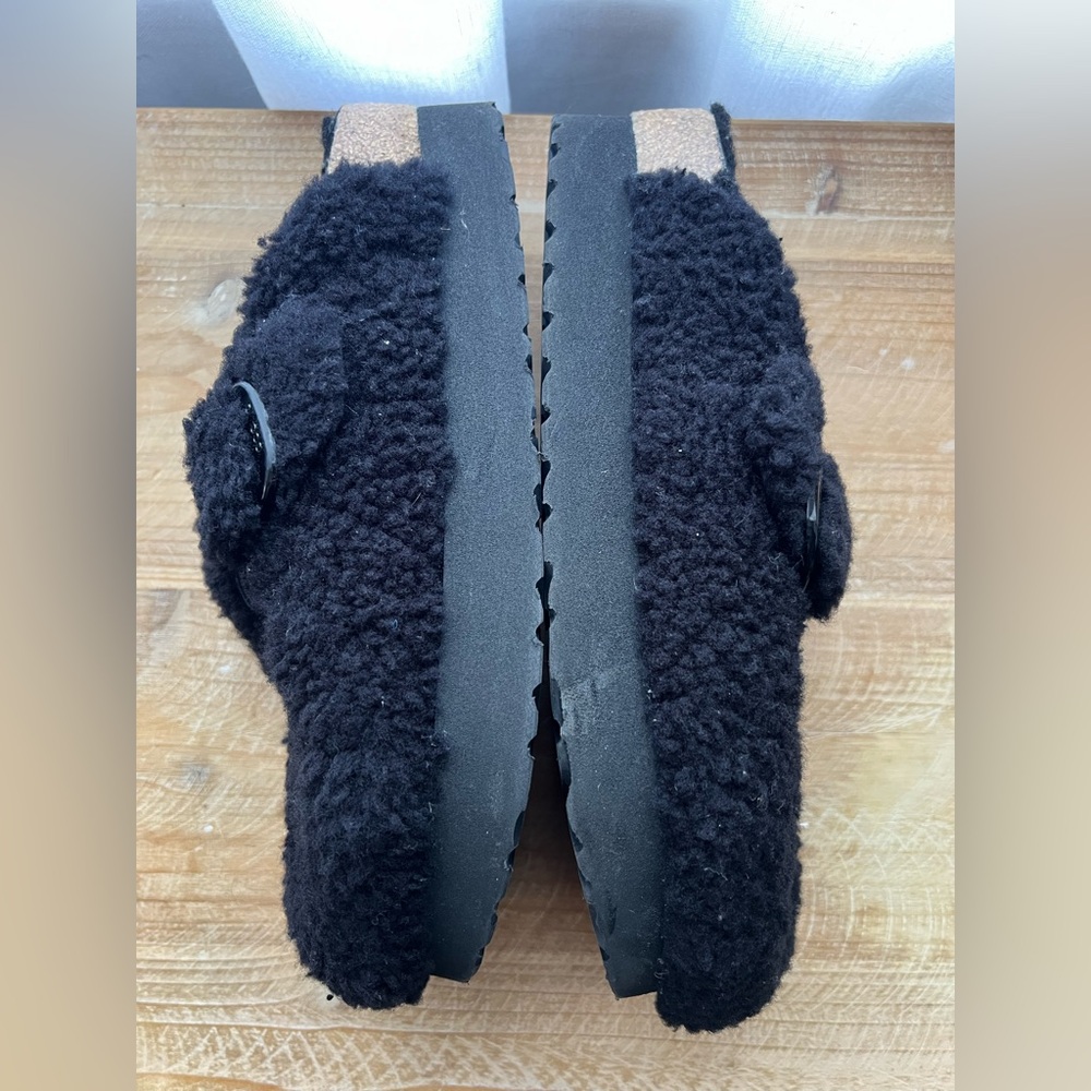 Birkenstocks Papillio Boston Big Buckle Flex Platform Shearling Teddy Black - Picture 9 of 12